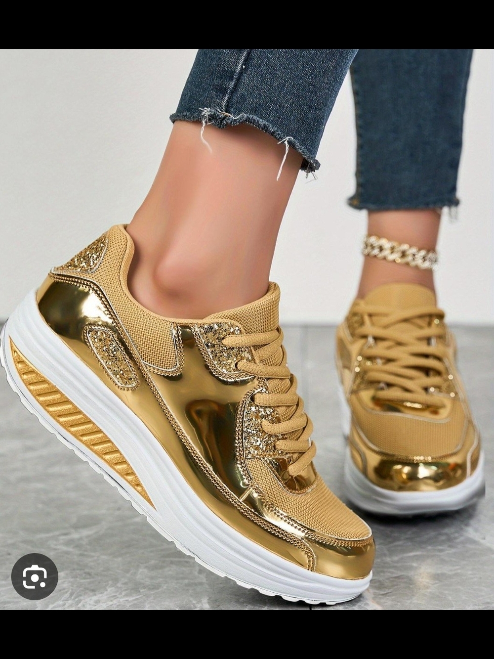 Women’s Gold Metallic Platform Sneaker